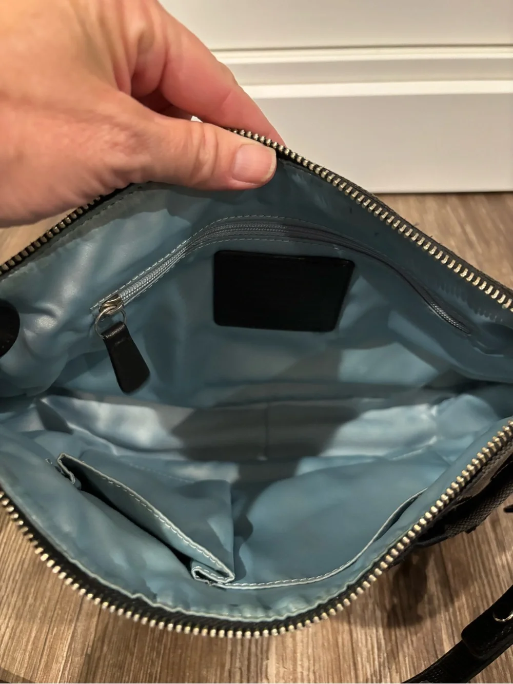 Coach grey and black snakeskin print crossbody bag